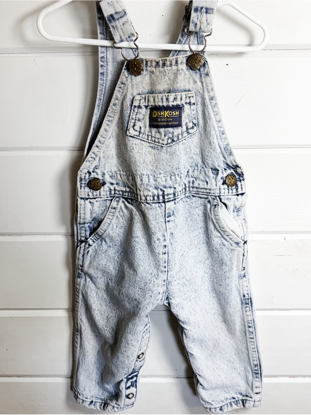 Vintage OshKosh Acid Wash 80s Toddler Vestbak Bibs Overalls | 18 Months